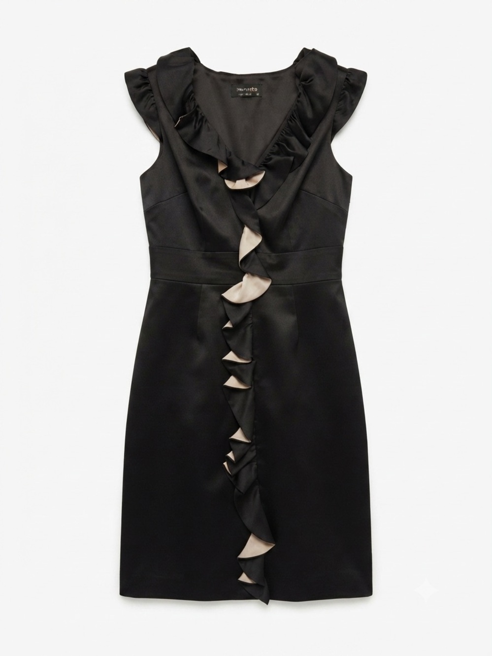 Max and Cleo Black Ruffled Cocktail Dress Size 2 Formal Cocktail Chic Career